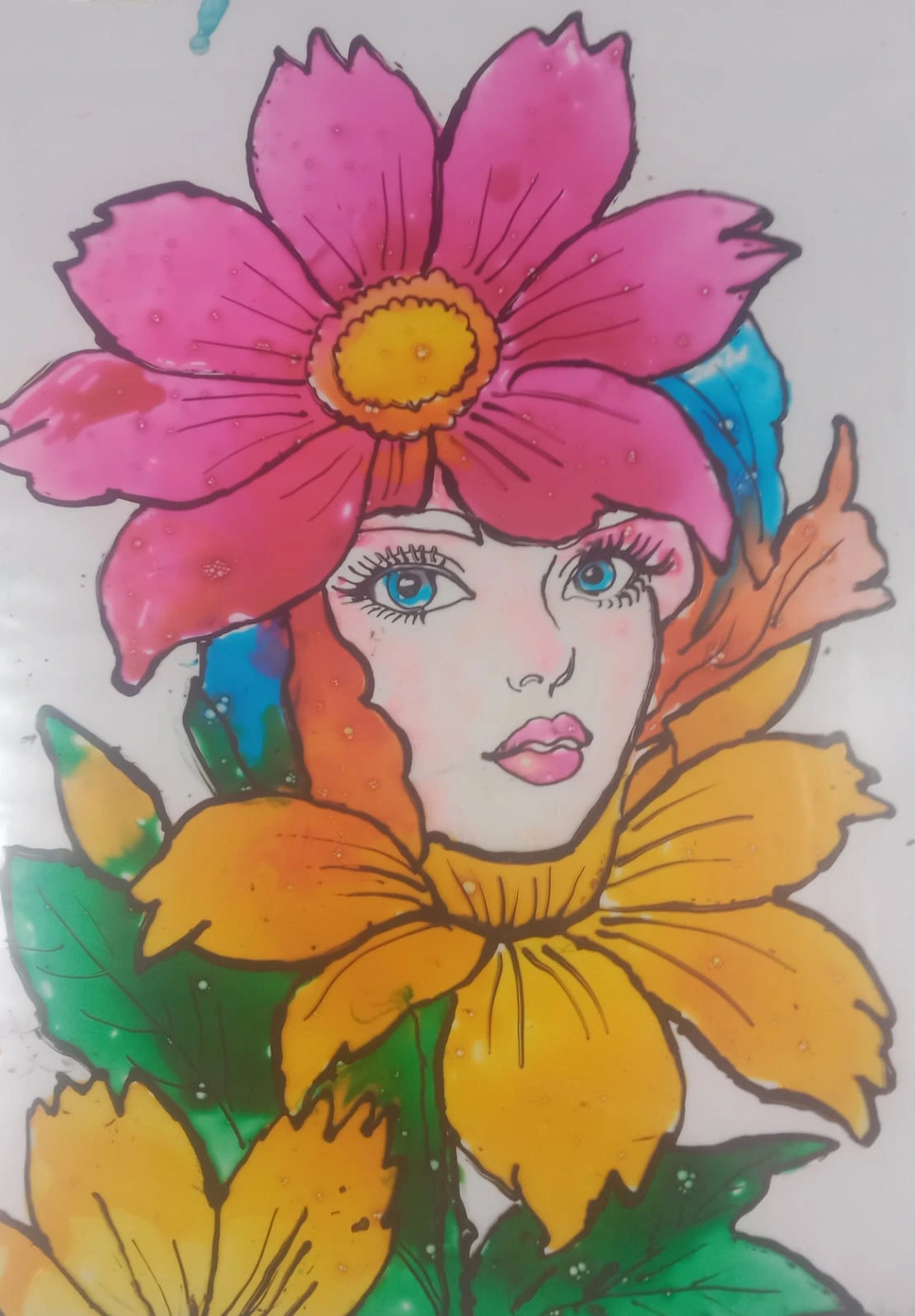 Floral Portrait Sketch