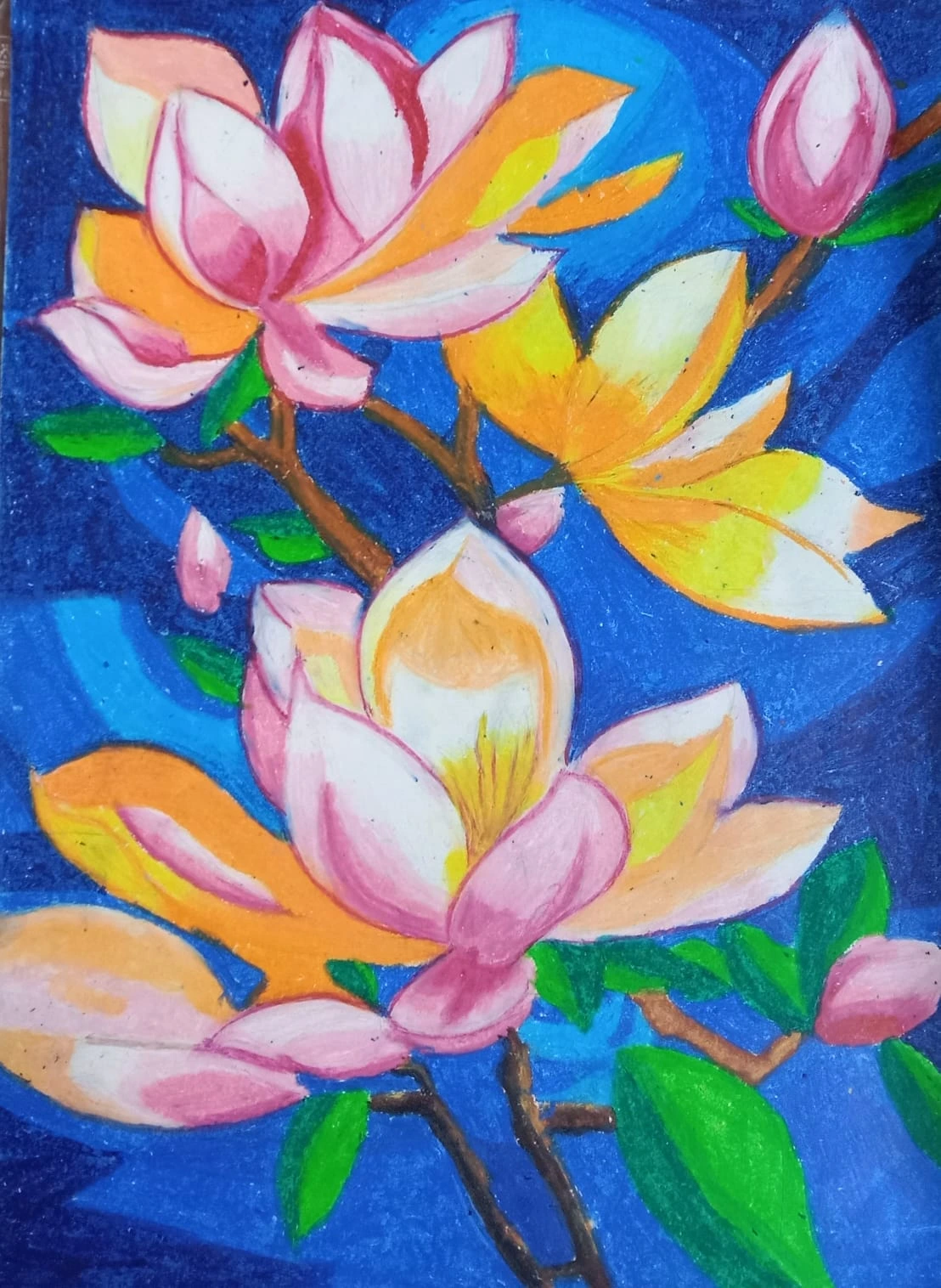 Blue Lotus Oil Painting