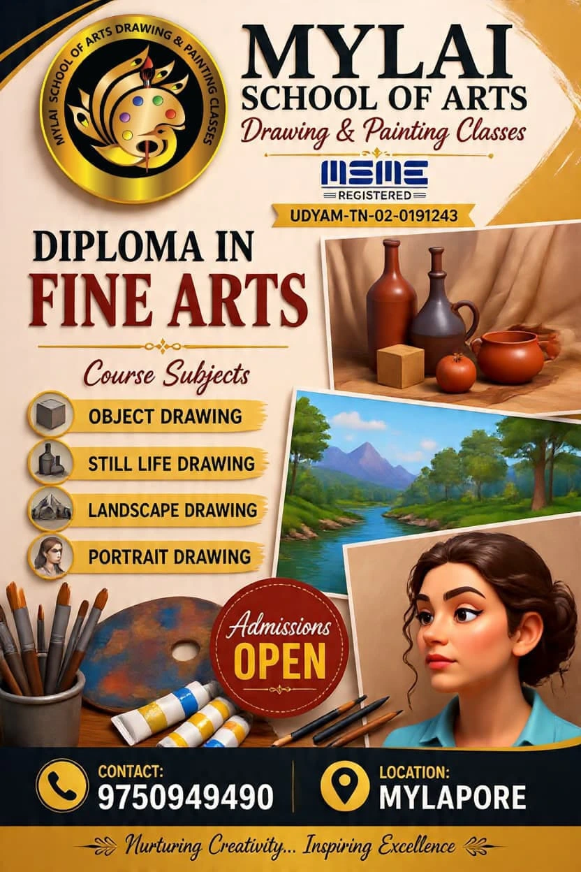 Diploma in Fine Arts course poster — Mylai School of Arts